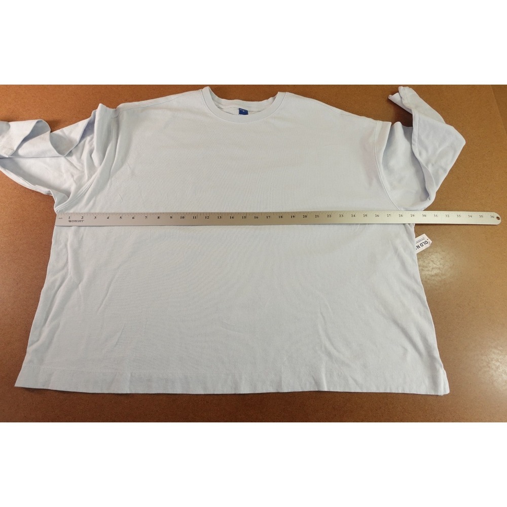 Old Navy Womens 3X Light Blue Oversized Crew Neck Long Sleeve Vintage Tee NWT - Picture 7 of 11
